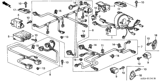 2002 Honda Odyssey Reel Assembly, Cable Diagram for 77900-S0X-A02