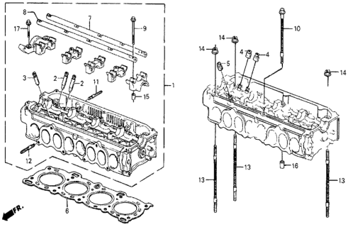 1987 Honda Civic 5 Door 4WD KA 5MT Cylinder Head Diagram