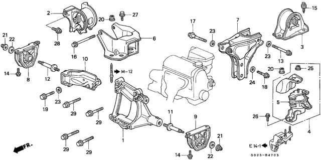 1999 Honda Civic Engine Mount (DOHC VTEC) Diagram