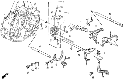 1987 Honda Civic Shaft, Shift Fork (5-R) Diagram for 24321-PH8-010