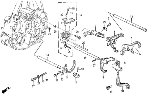 1987 Honda Civic 5 Door 4WD KA 5MT MT Shift Fork Diagram