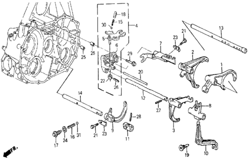 1985 Honda Civic Fork, Reverse Shift Diagram for 24231-PH8-300