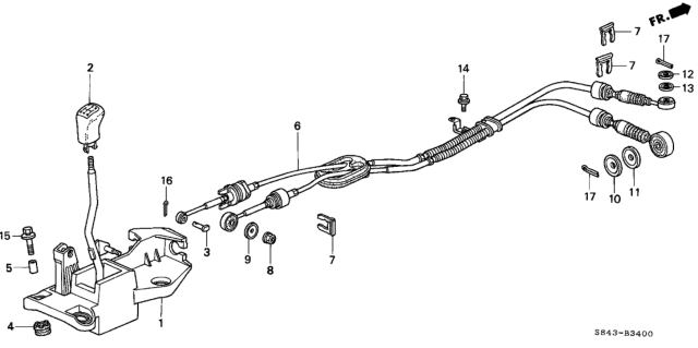 2001 Honda Accord Knob, Change Lever *NH167L* (GRAPHITE BLACK) Diagram for 54102-SM4-003ZB