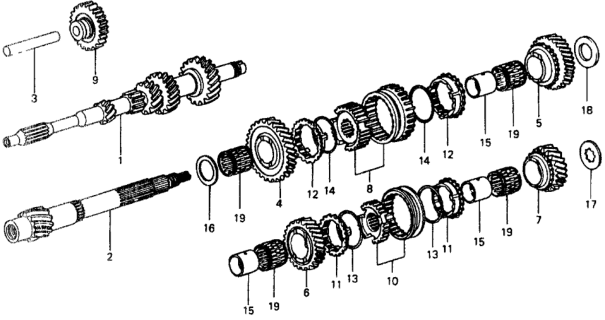 1979 Honda Civic MT Transmission Gears Diagram