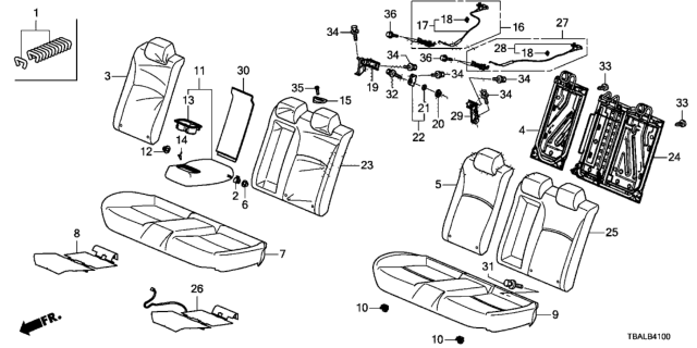 2020 Honda Civic Cover, Rear Seat Cushion Trim *R223L* (Woven Carbon Red) Diagram for 82131-TBA-A22ZH