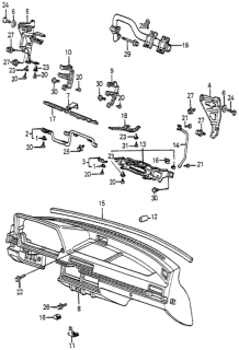 1985 Honda Accord Seal, Instrument Panel Diagram for 66854-SA5-000