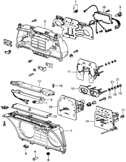 1982 Honda Civic Speedometer - Tachometer Components Diagram