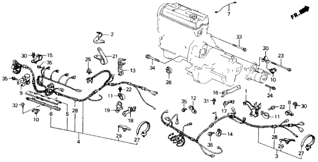 1989 Honda Accord Clamp, Engine Sub-Wire Diagram for 32744-PJ0-660