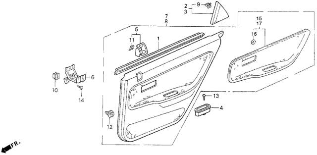 1994 Honda Civic Pad Kit, L. RR. Door Lining Center *YR171L* (Power Window) (NT BROWN) Diagram for 06833-SR4-A20ZD