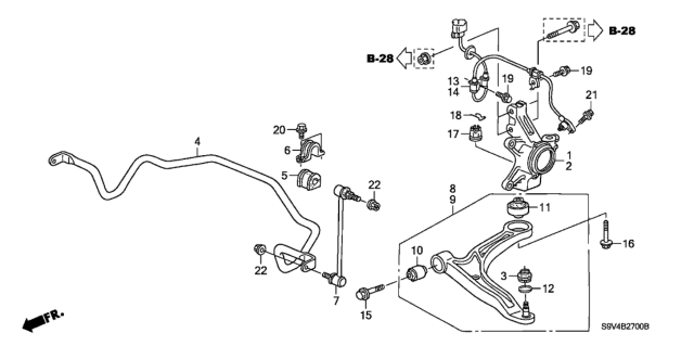 2005 Honda Pilot Sensor Assembly, Right Front Diagram for 57450-S3V-A02