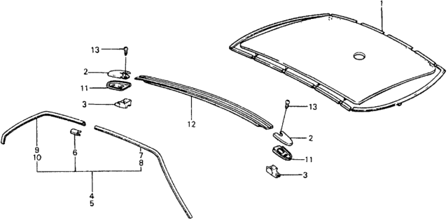 1978 Honda Civic Lining Assy., Roof *Y8L* (WARM WHITE) Diagram for 71800-663-671ZA