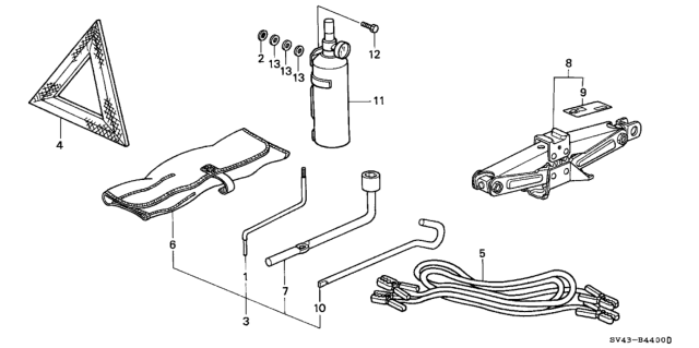 1997 Honda Accord Tools - Jack Diagram