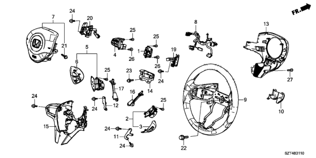 2011 Honda CR-Z Steering Wheel (SRS) Diagram