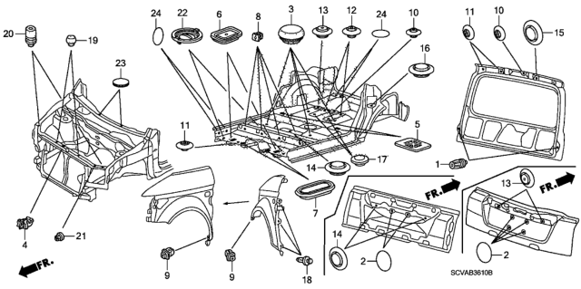 2008 Honda Element Cap, Weld Hole Diagram for 90615-SCV-A00ZZ