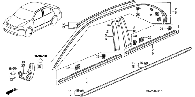 2005 Honda Civic Protector, R. RR. Door *R525P* (TANGO RED PEARL) Diagram for 75303-S5D-A01ZR