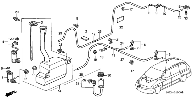 2004 Honda Odyssey Nozzle Assembly, Front Washer (Redrock Pearl) Diagram for 76810-S9V-A01ZG