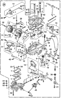 1981 Honda Accord Gasket Kit, Carburetor On-Car Diagram for 06161-PA6-003
