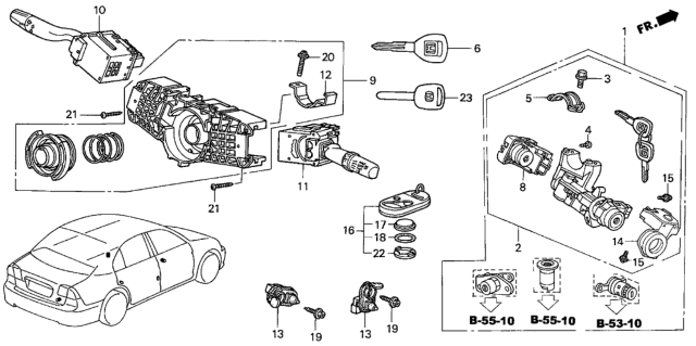 2003 Honda Civic 4 Door MX (HYBRID) KL CVT Combination Switch Diagram