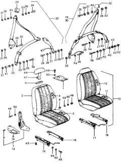 1976 Honda Civic Adjuster Assy., L. Reclining Diagram for 77451-634-671