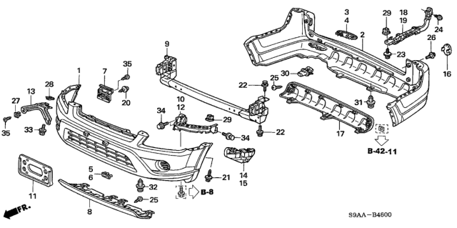 2006 Honda CR-V Face, Front Bumper (Dot) Diagram for 04711-S9A-A91