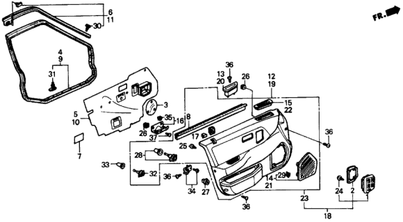 1990 Honda Civic Switch Assembly, Power Window Master (Palmy Gray) Diagram for 35750-SH4-A01ZC