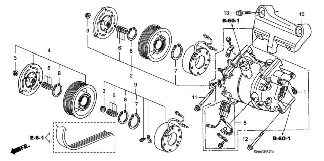 2011 Honda Civic A/C Compressor (2.0L) Diagram