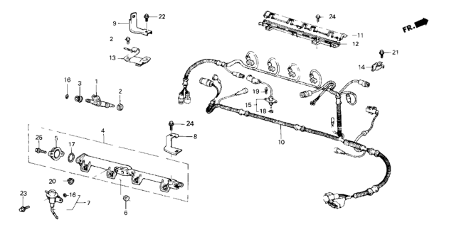 1986 Honda CRX Clamp, R. Engine Wire Harness Diagram for 32742-PE2-020