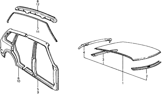 1978 Honda Civic 5 Door ** KH HMT Body Structure Components Diagram 2