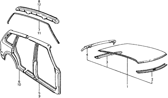 1979 Honda Civic Panel, Roof Diagram for 70110-663-330ZZ