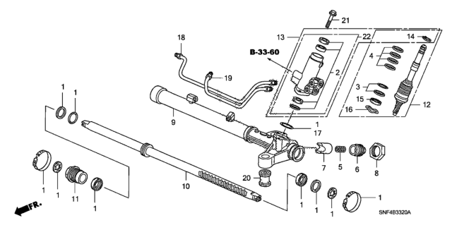 2009 Honda Civic 4 Door GX (INDIANA) KA 5AT P.S. Gear Box Components (HPS) Diagram