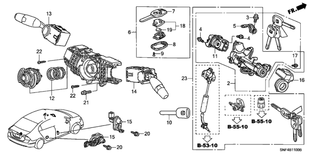 2010 Honda Civic Switch Assembly, Lighting & Turn Signal Diagram for 35255-TA0-A02