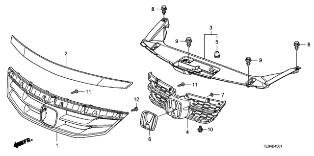 2011 Honda Accord 2 Door EX KA 5MT Front Grille Diagram
