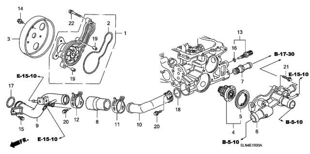 2007 Honda Fit 5 Door BASE KA 5MT Water Pump Diagram