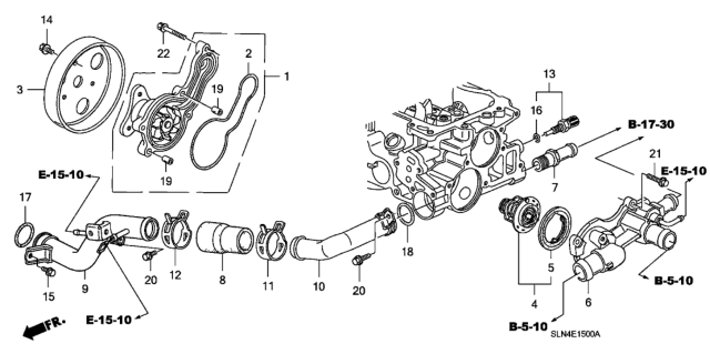 2007 Honda Fit Cover, Water Outlet Diagram for 19315-RSH-E00