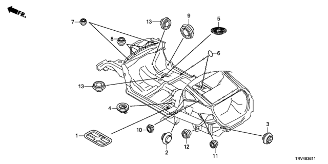 2019 Honda Clarity Electric 4 Door TRNG (CLARITY ELC) KA 1AT Grommet (Rear) Diagram