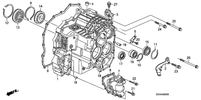 2007 Honda Accord 4 Door EX KA 5AT AT Transmission Case (L4) Diagram