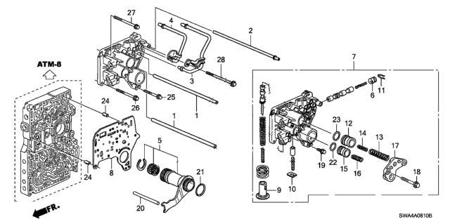 2010 Honda CR-V 5 Door LX (2WD) KA 5AT AT Regulator Body Diagram