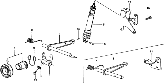 1975 Honda Civic Spring, Release Arm Diagram for 22851-657-000