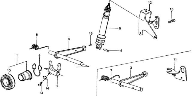 1977 Honda Civic Shaft, Clutch Release Diagram for 22830-634-000