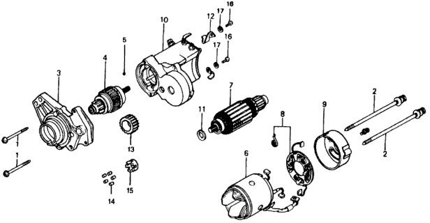 1977 Honda Civic Starter Motor Components Diagram