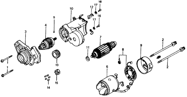 1976 Honda Civic Starter Motor Components Diagram