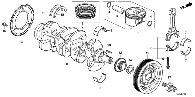 2021 Honda Civic Crankshaft Complete Diagram for 13310-5BA-A00