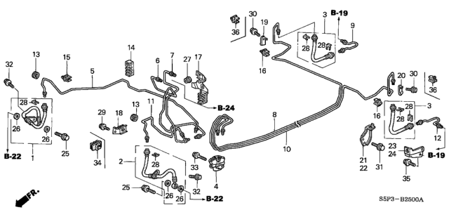 2001 Honda Civic Pipe F, Brake Diagram for 46360-S5A-Q01