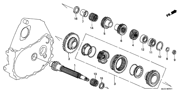 1989 Honda Civic Countershaft Diagram for 23221-PL3-A00