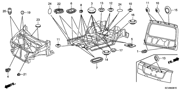 2011 Honda Element Grommet (Bulkhead/Floor/Tailgate) Diagram
