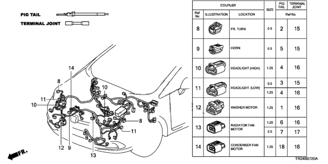 2012 Honda Civic Electrical Connector (Front) Diagram