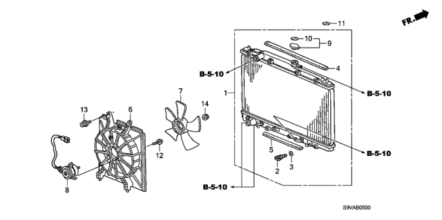 2008 Honda Pilot Radiator (Denso) Diagram