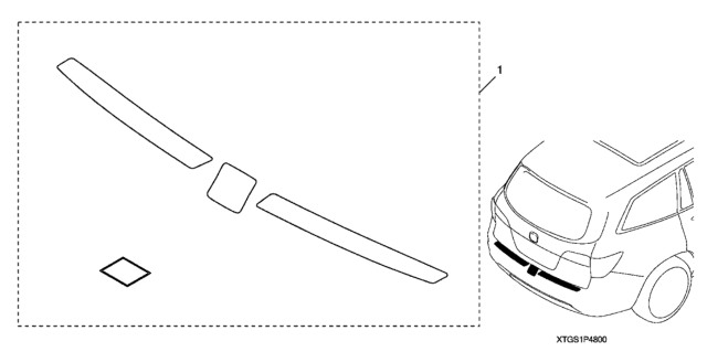 2021 Honda Passport 5 Door EXL (2WD) KA 9AT Rear Bumper Applique Diagram