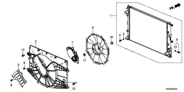 2018 Honda Civic Radiator (Denso) Diagram