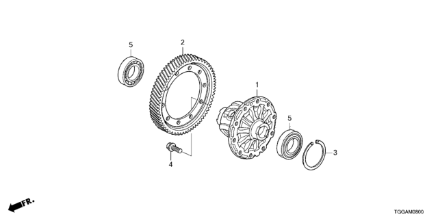 2021 Honda Civic 5 Door SPORT (TOURING) KA 6MT MT Differential Diagram